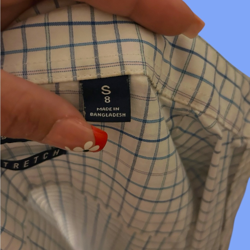 Chaps Blue and White Casual Button Down Shirt